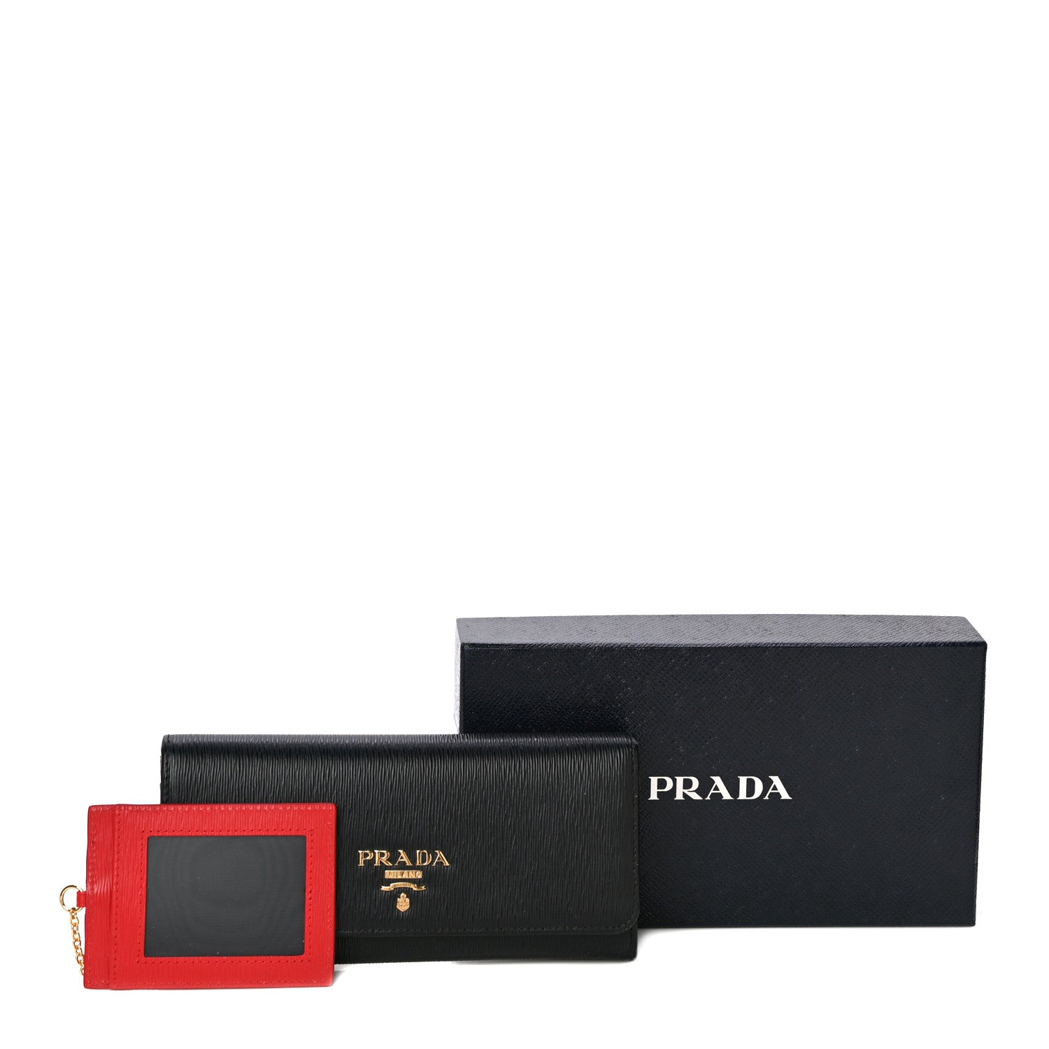 Prada Vitello Move Bi-Color Continental Flap Travel Wallet Black Lacca 11 of 11