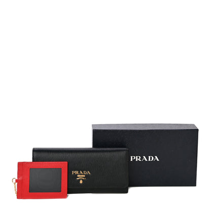 Prada Vitello Move Bi-Color Continental Flap Travel Wallet Black Lacca 11 of 11