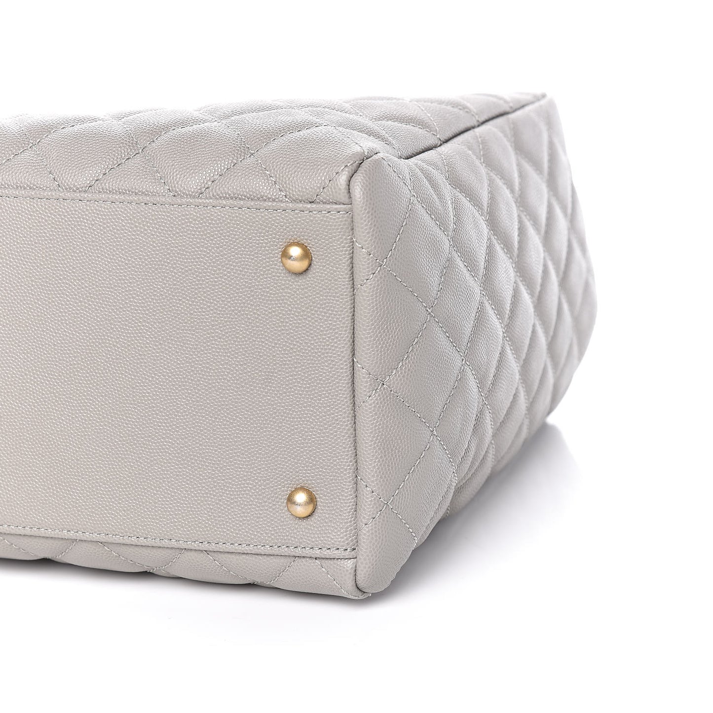 Caviar Quilted Large Coco Handle Shopping Tote Grey