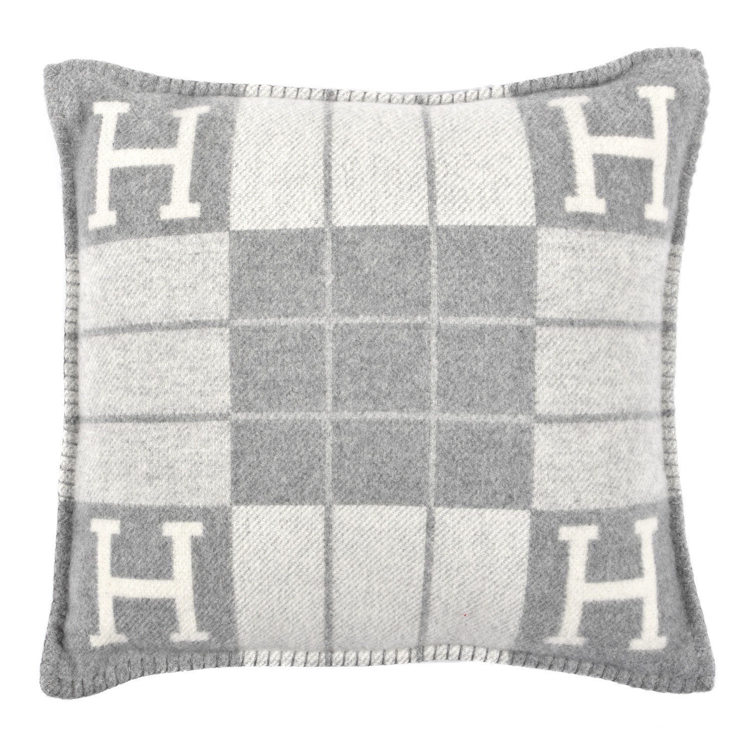 Hermes Wool Cashmere Avalon III Pillow PM Ecru Gris Clair 1 of 3