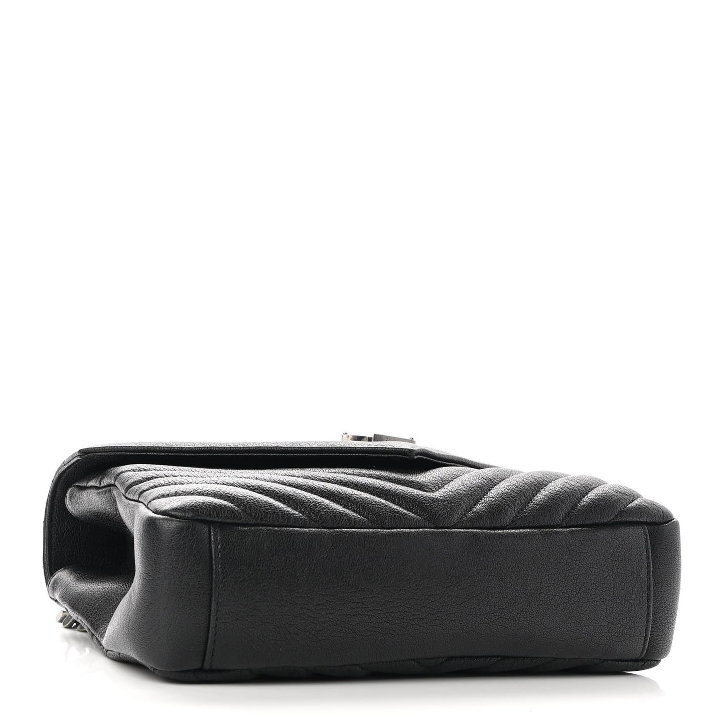 Sheepskin Matelasse Chevron Monogram Medium College Bag Black