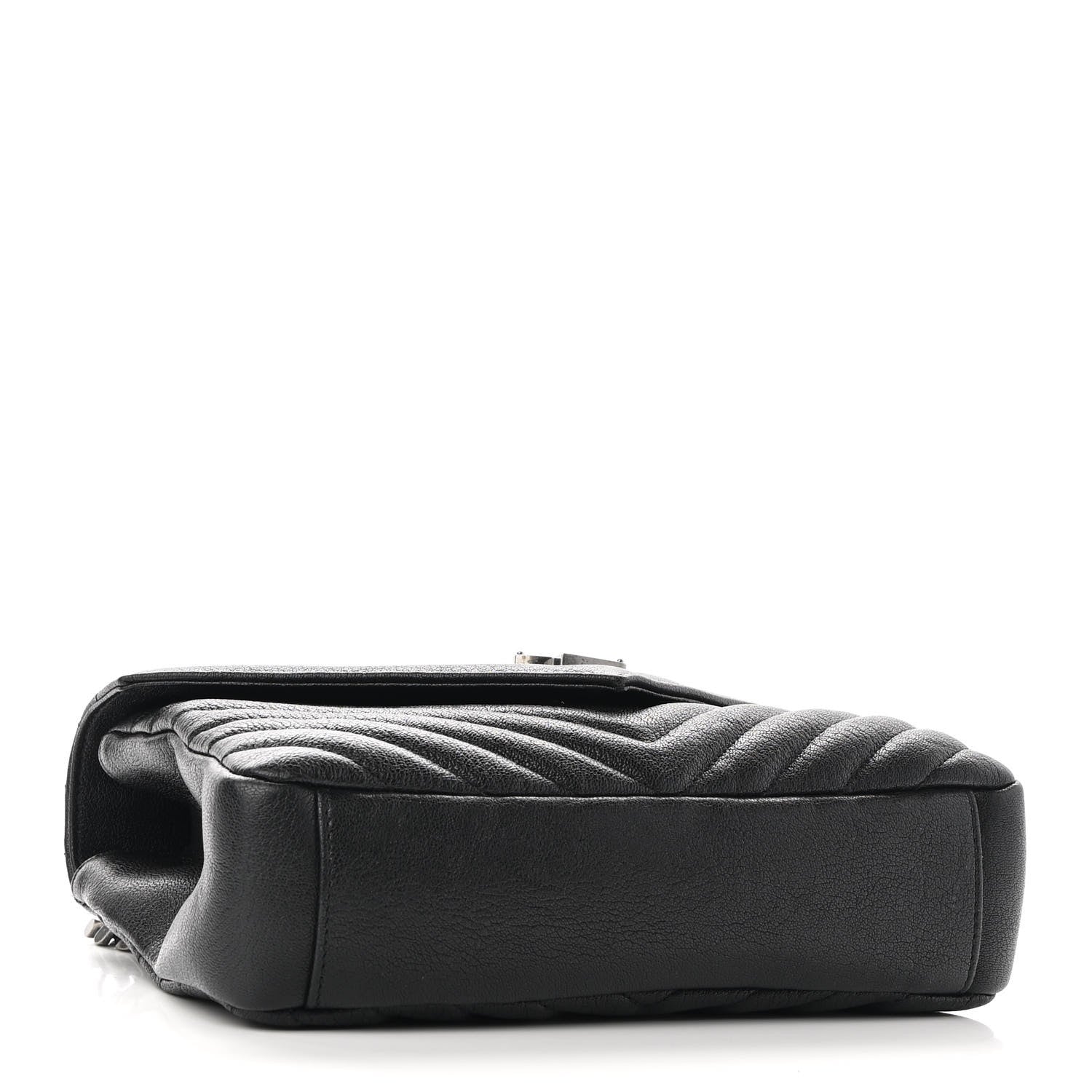 Saint Laurent Sheepskin Matelasse Chevron Monogram Medium College Bag Black 4 of 7
