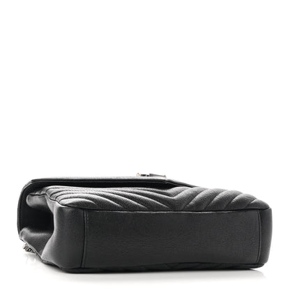 Saint Laurent Sheepskin Matelasse Chevron Monogram Medium College Bag Black 4 of 7