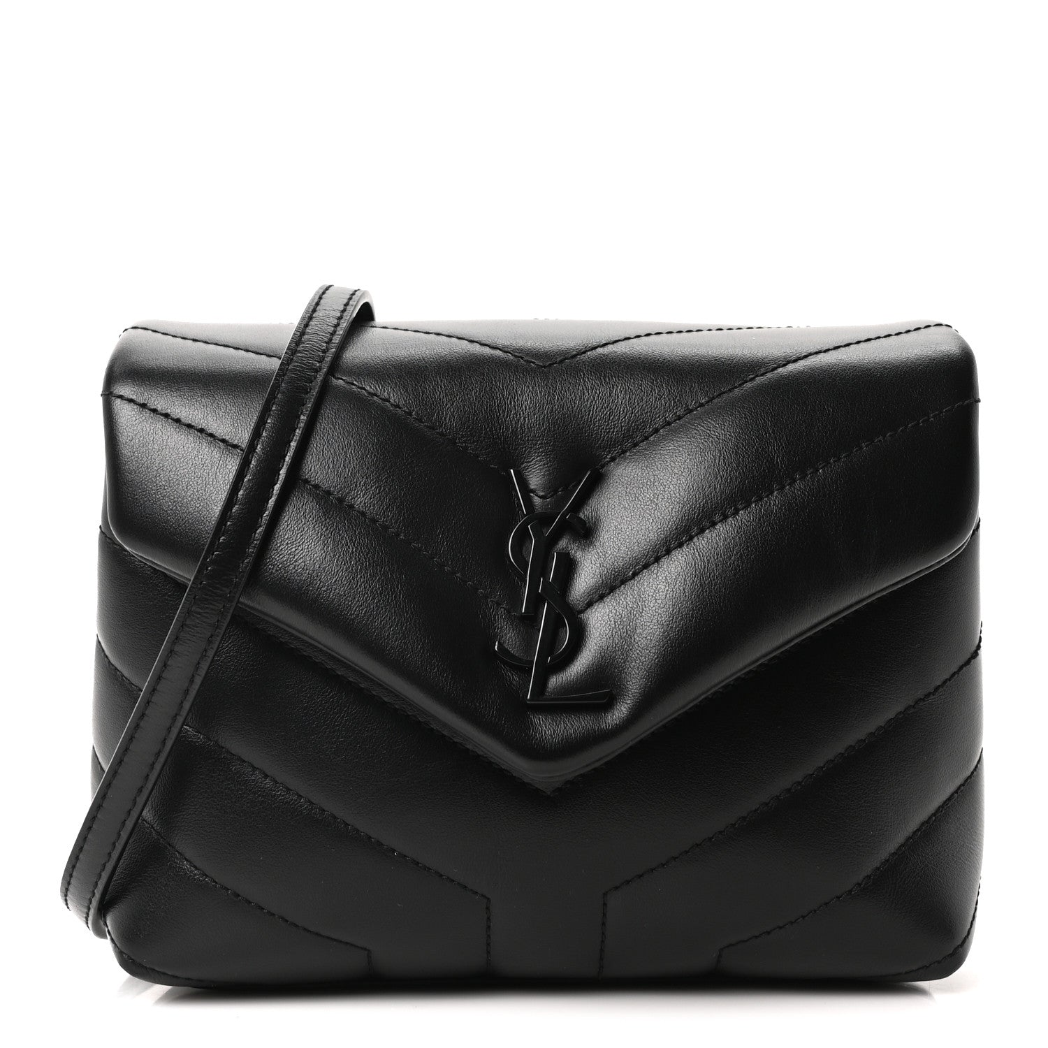 Saint Laurent Calfskin Y Quilted Monogram Monochrome Toy Loulou Crossbody Bag Black 1 of 11