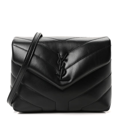 Saint Laurent Calfskin Y Quilted Monogram Monochrome Toy Loulou Crossbody Bag Black 1 of 11