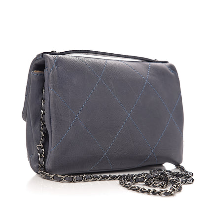 Chanel Washed Calfskin Diamond Stitch Hamptons Clutch With Chain Blue 2 of 13
