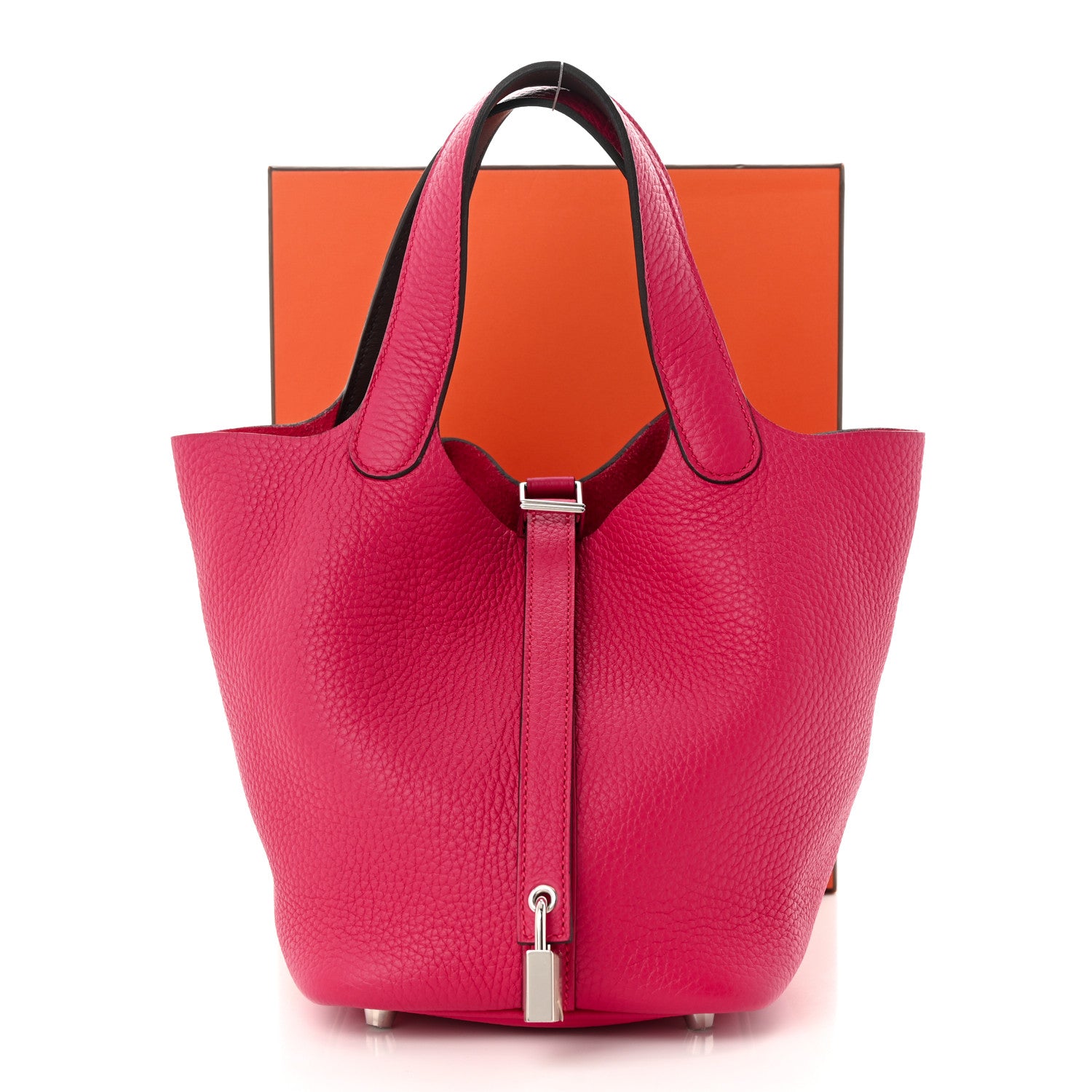 Hermes Taurillon Clemence Swift Eclat Picotin Lock 18 PM Framboise Rouge Sellier 11 of 11