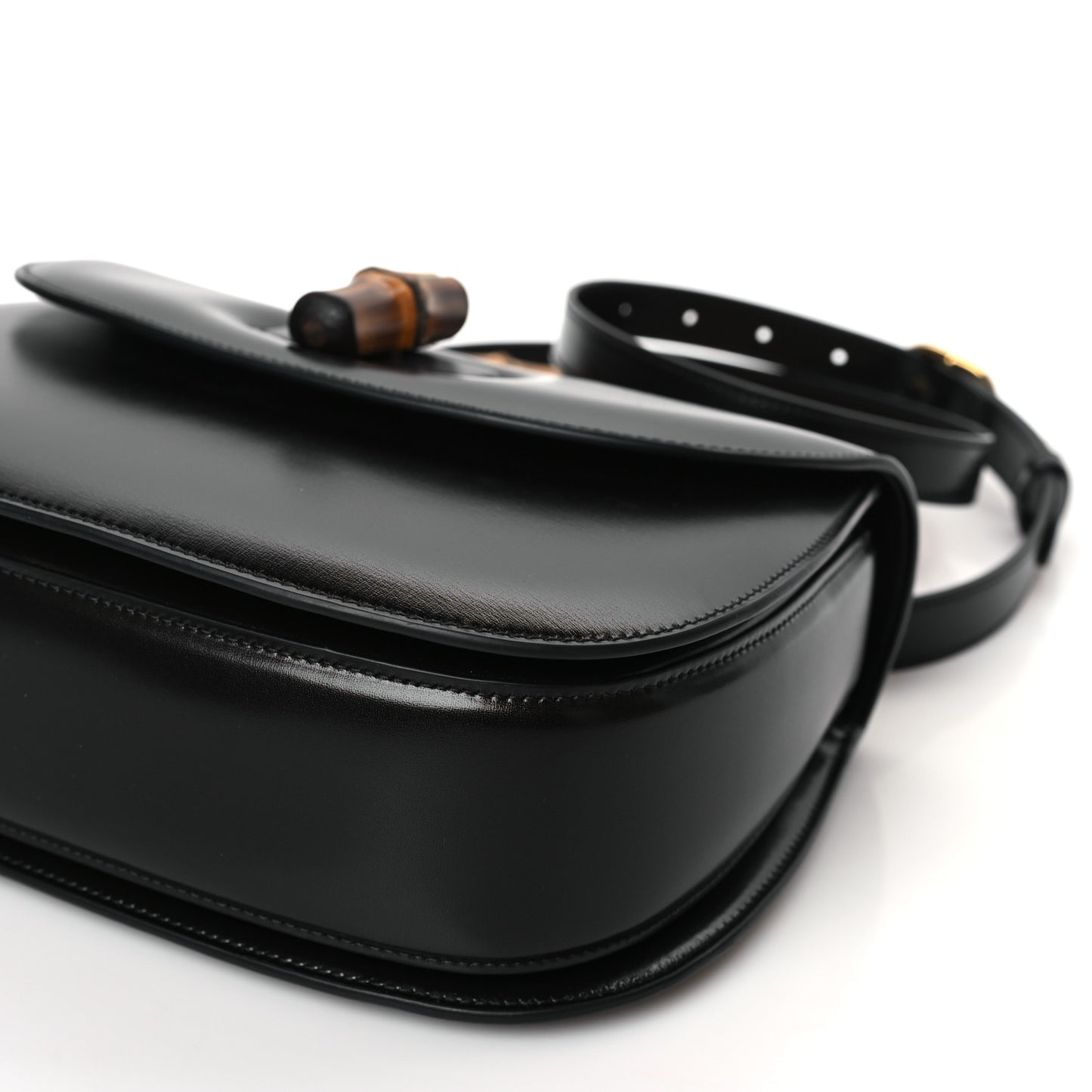 Boarded Dyana Lux Calfskin Web Medium Bamboo 1947 Top Handle Bag Black