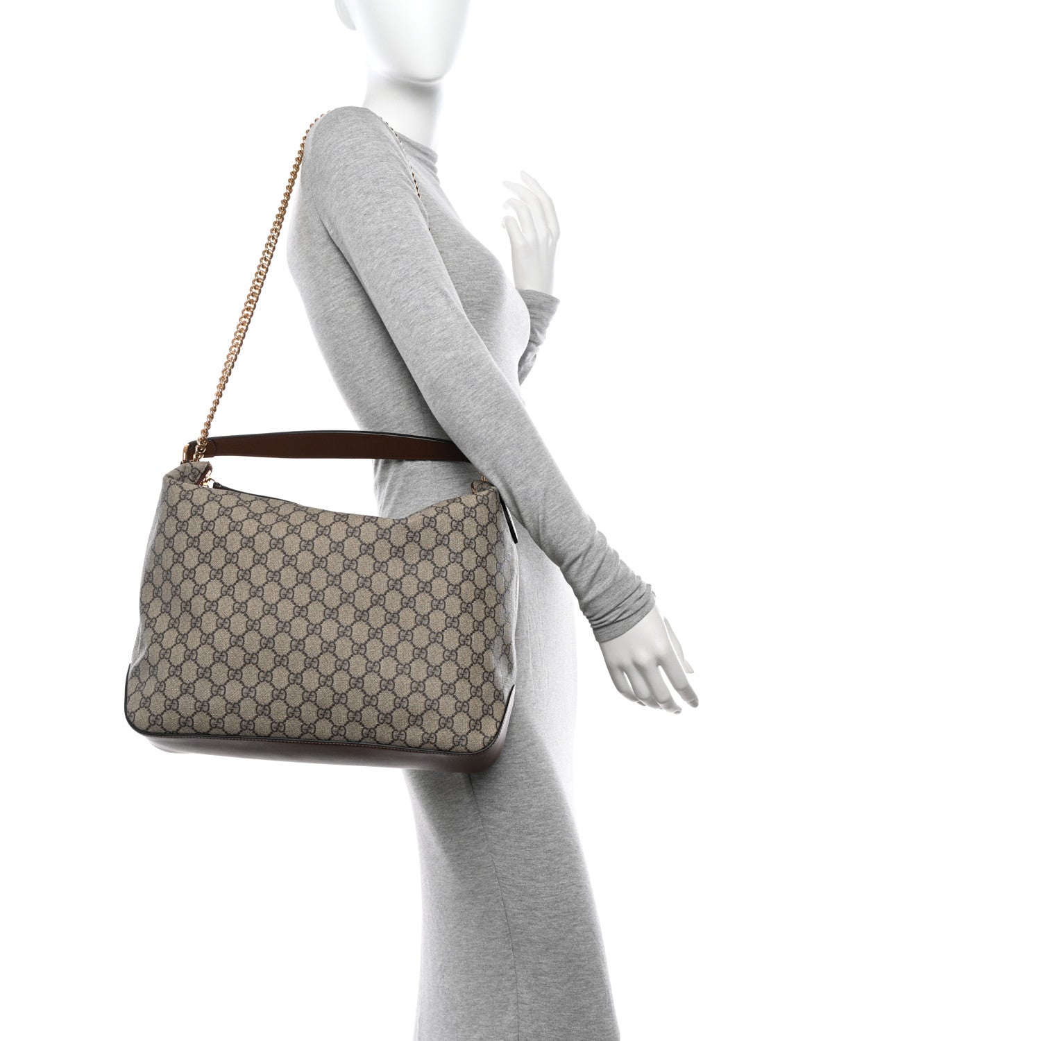Gucci GG Supreme Monogram Large Linea A Hobo Light Brown 2 of 10