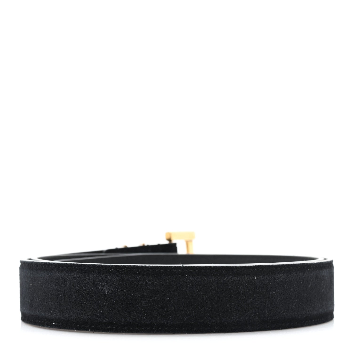 Saint Laurent Suede Monogram Square Buckle Belt 80 32 Black 2 of 5