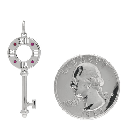 Tiffany 18K White Gold Ruby Atlas Pierced Key Pendant 2 of 3