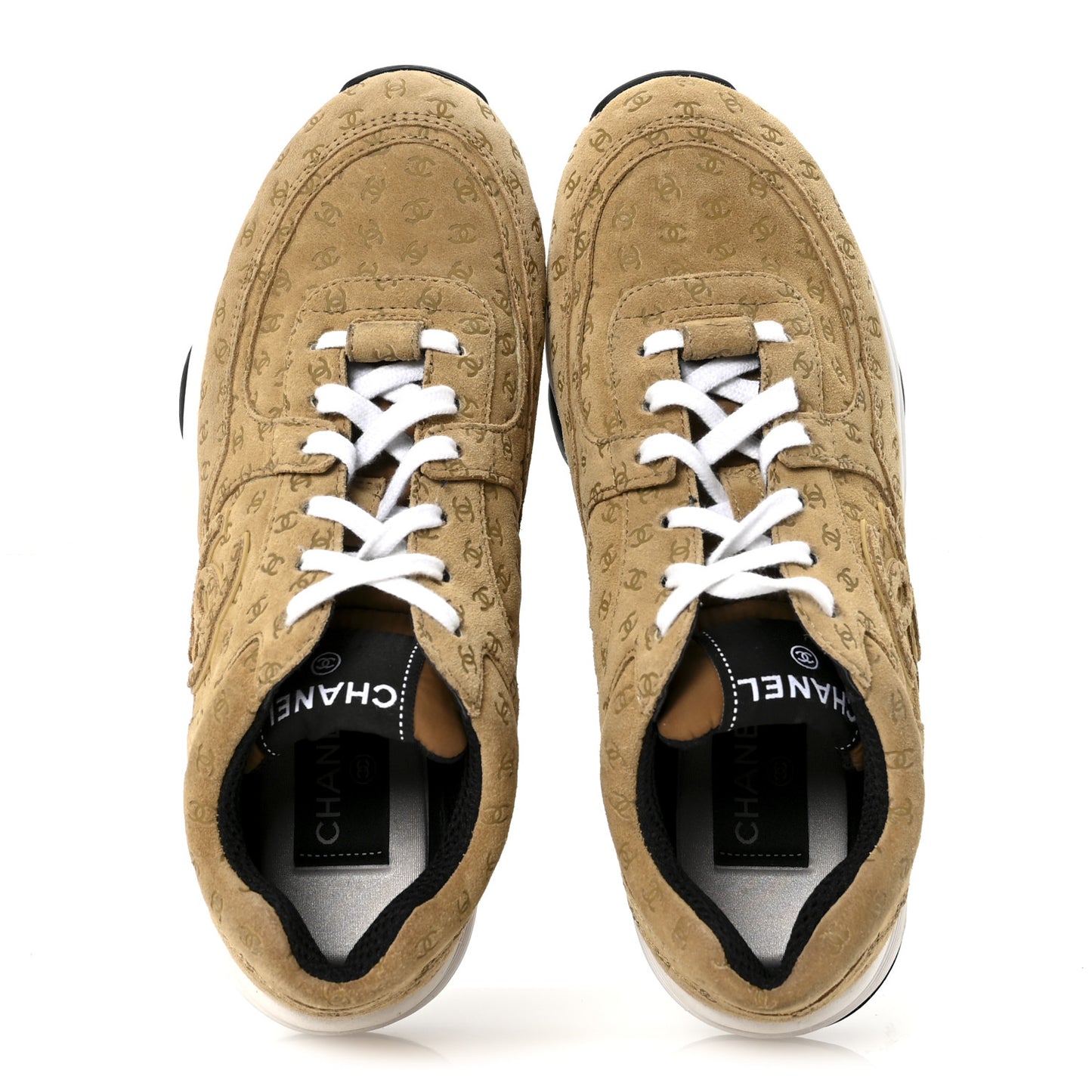 Nylon Suede Calfskin Printed CC Sneakers 36 Beige 37 Beige