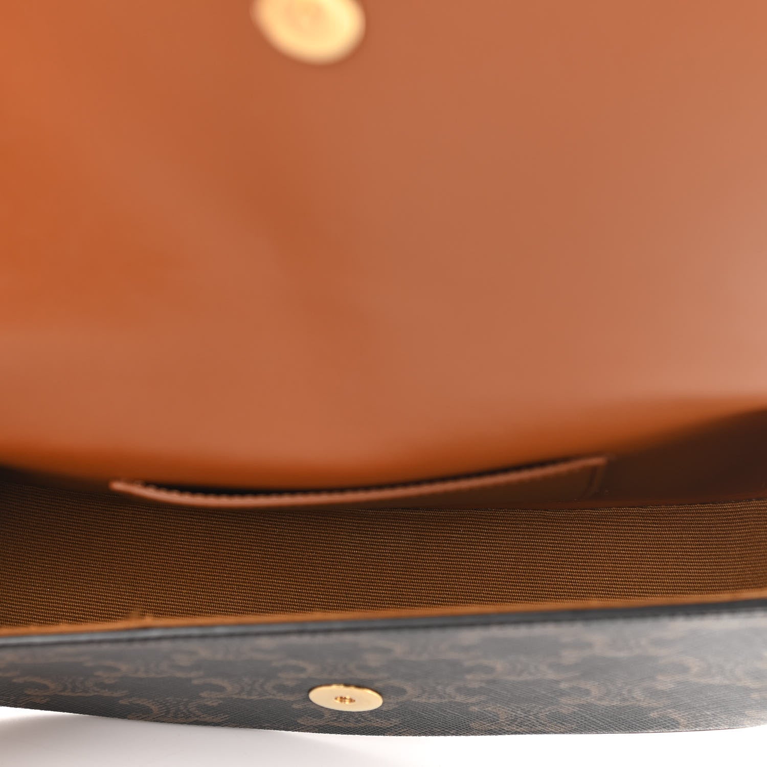 Celine Triomphe Canvas Calfskin Tabou Clutch on Strap Tan 4 of 11