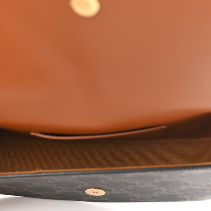 Celine Triomphe Canvas Calfskin Tabou Clutch on Strap Tan 4 of 11