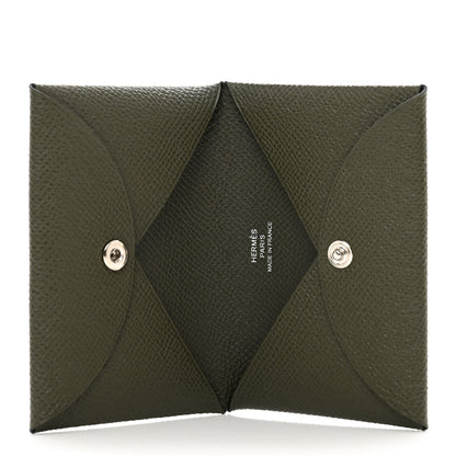 Hermes Epsom Calvi Card Case Vert De Gris 5 of 7
