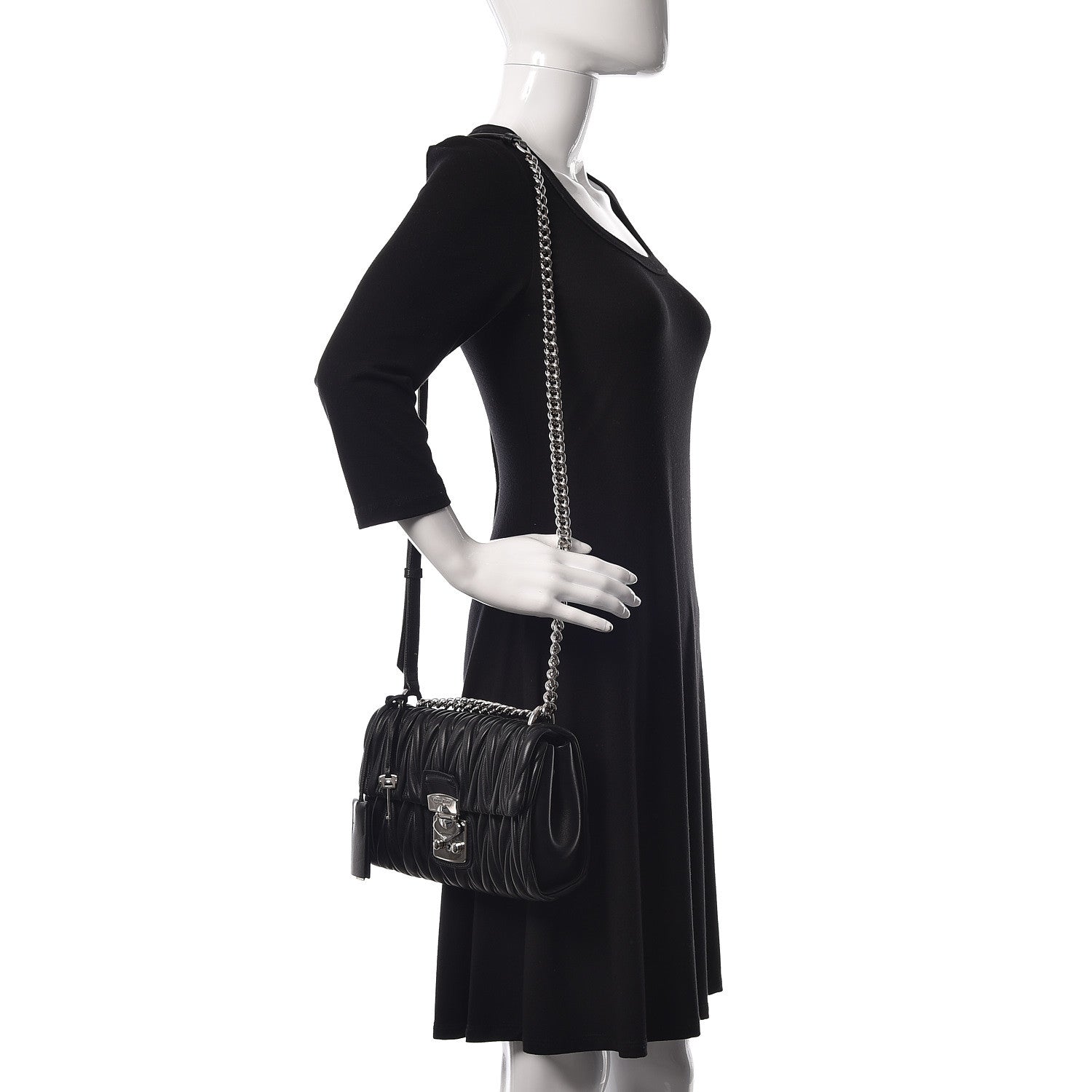Miu Miu Nappa Matelasse Flap Black 2 of 11