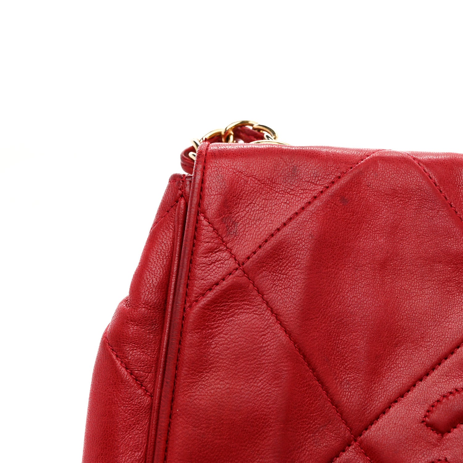 Chanel Lambskin Quilted CC Shoulder Bag Red 12 of 13