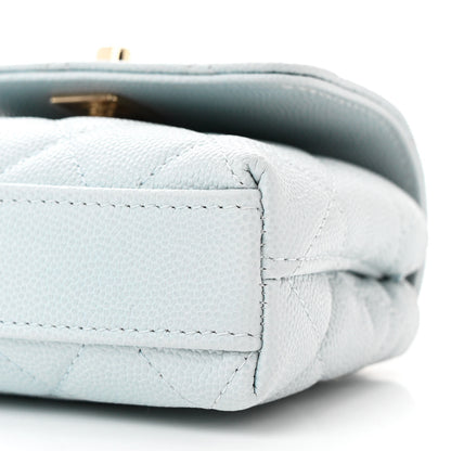 Chanel Caviar Quilted Nano Coco Handle Clutch With Chain Light Blue 10 of 11
