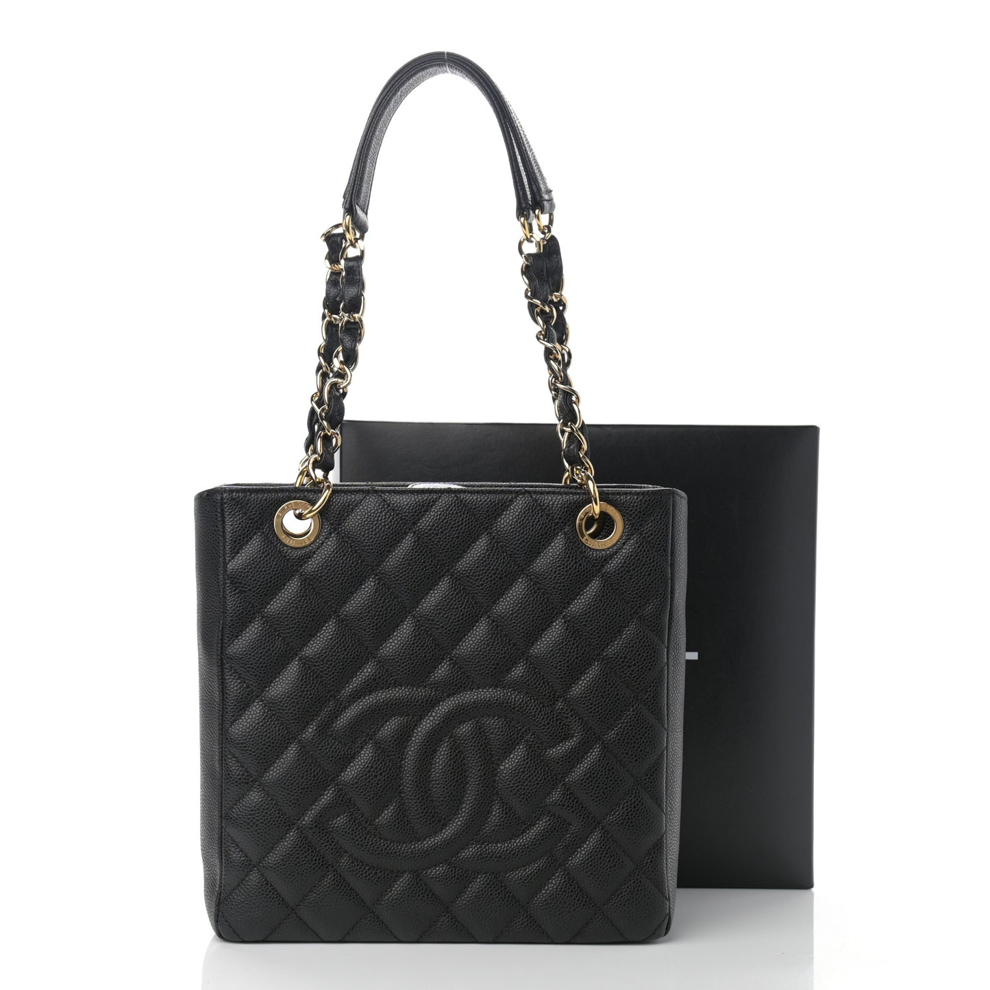 Caviar Quilted Petit Shopping Tote PST Black