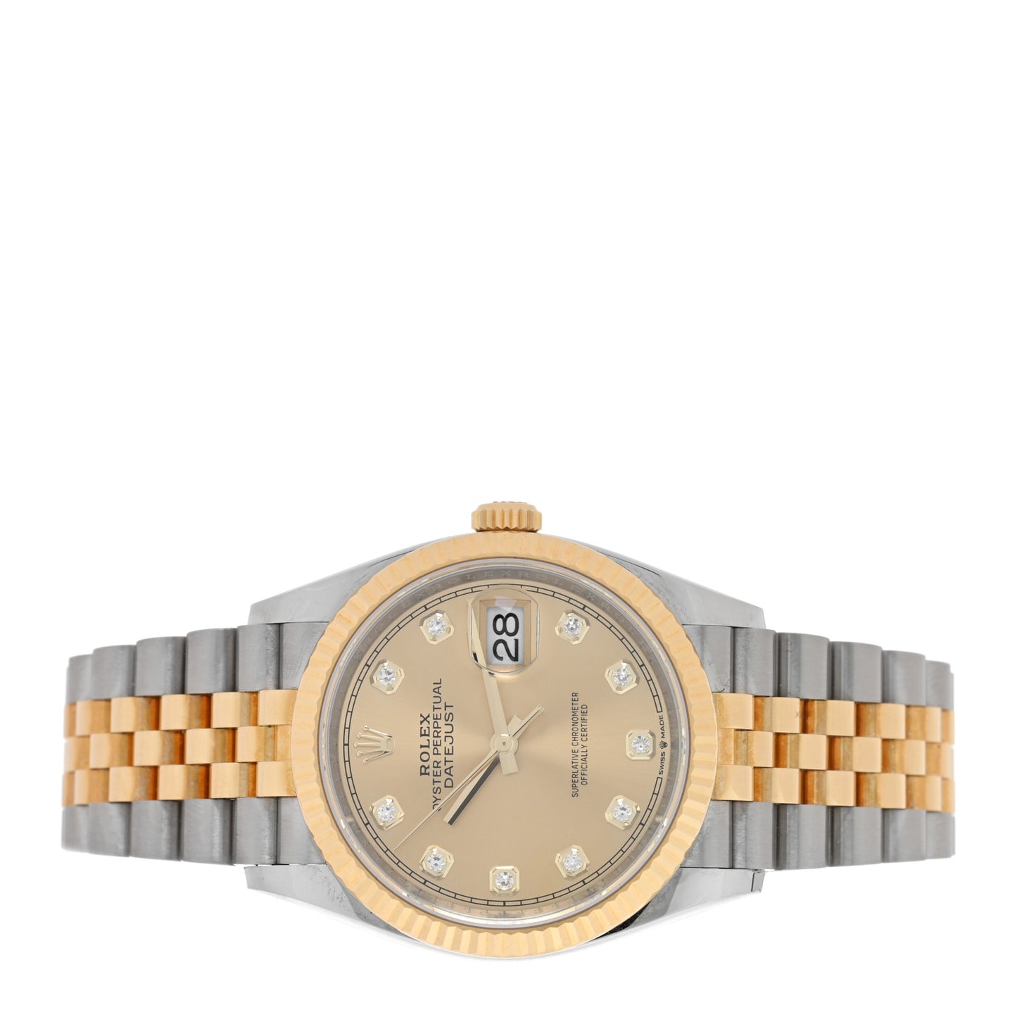 Stainless Steel 18K Yellow Gold Diamond 36mm Oyster Perpetual Datejust Watch Champagne 126233
