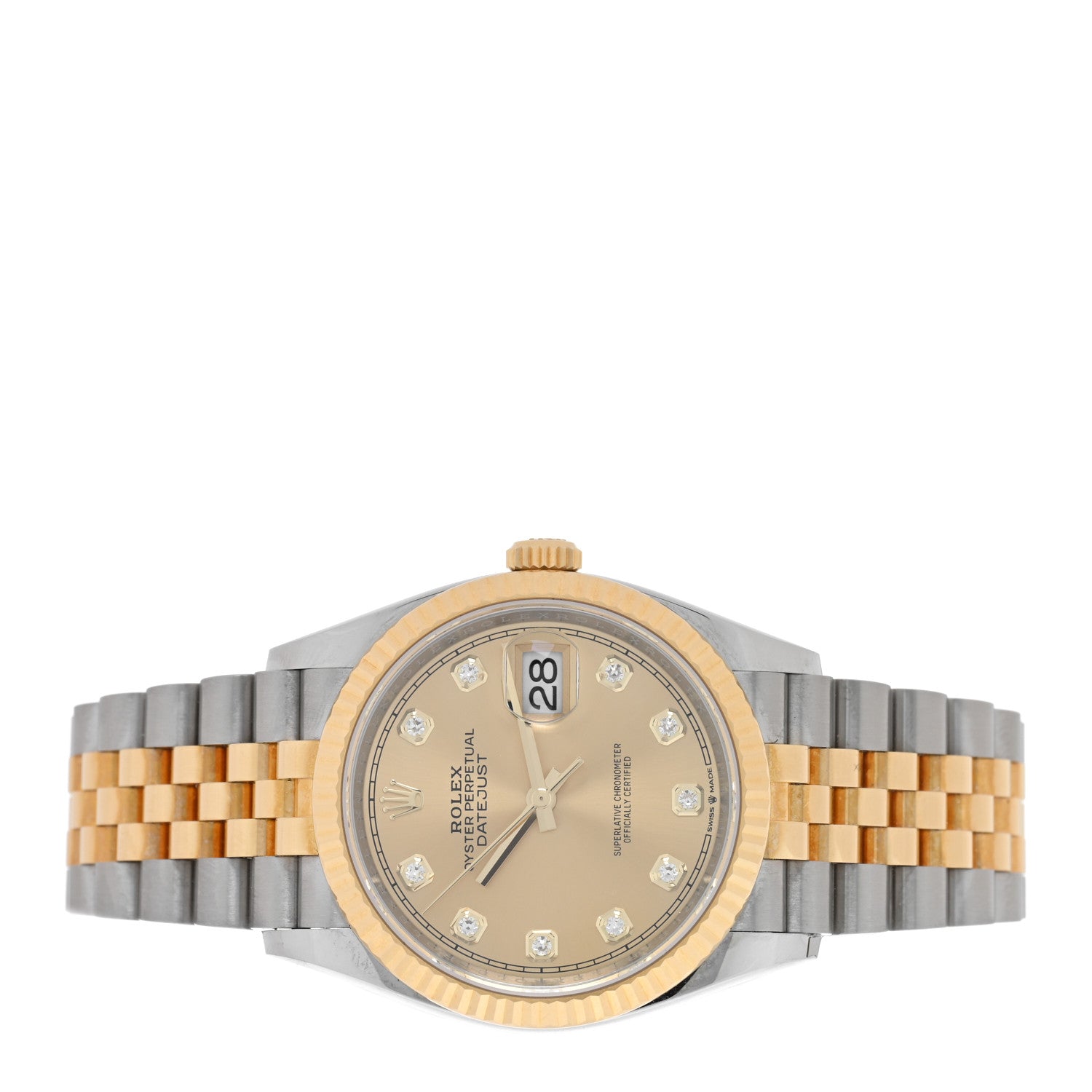 Rolex Stainless Steel 18K Yellow Gold Diamond 36mm Oyster Perpetual Datejust Watch Champagne 126233 2 of 5