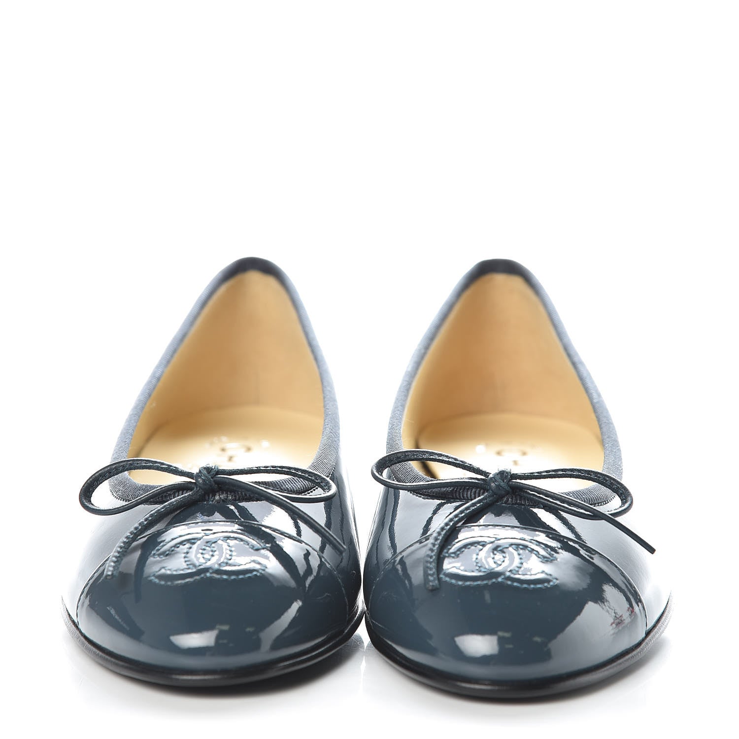 Chanel Patent Cap Toe Ballerina Flats 36 Blue 2 of 9