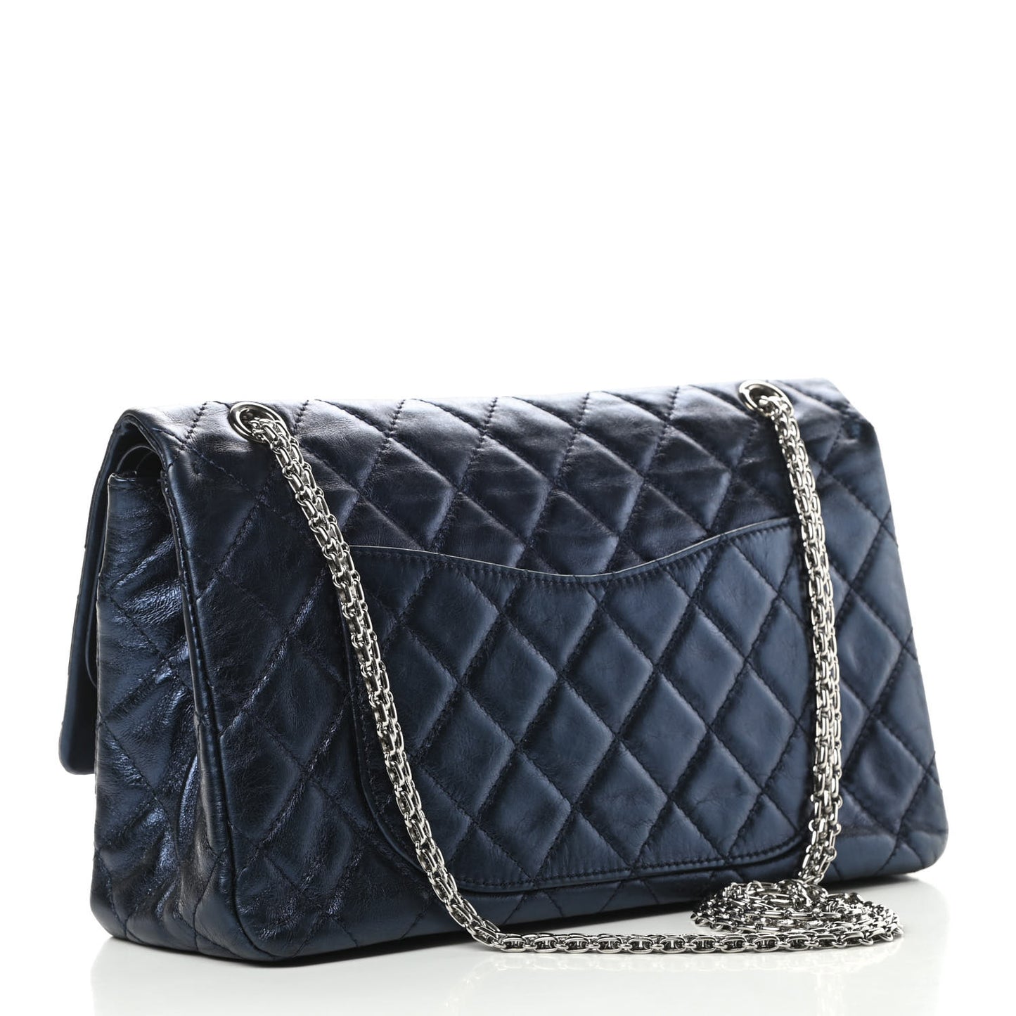 Metallic Aged Calfskin Quilted 2.55 Reissue 227 Flap Blue