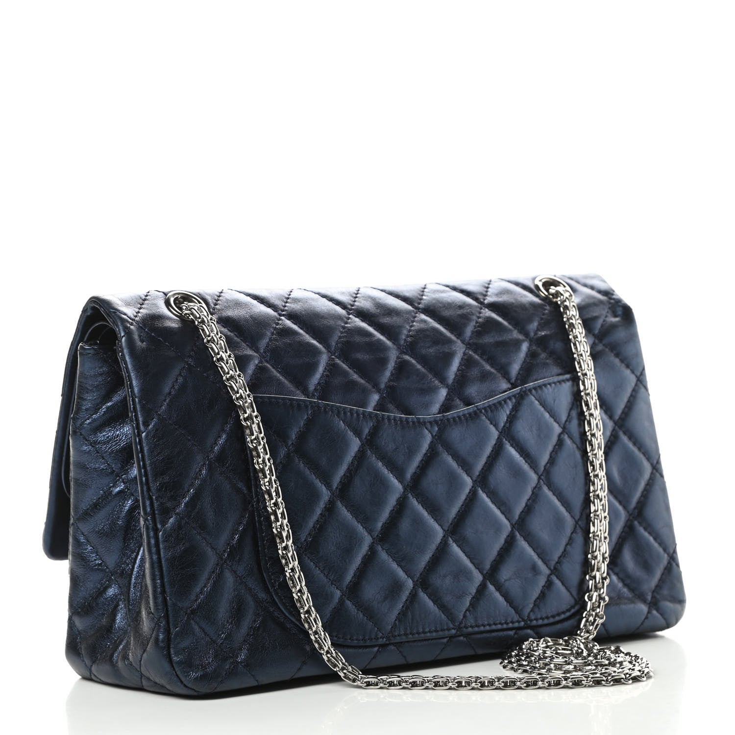 Chanel Metallic Aged Calfskin Quilted 2.55 Reissue 227 Flap Blue 3 of 11