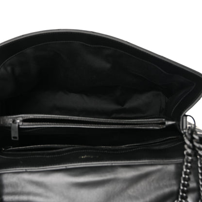 Saint Laurent Calfskin Y Quilted Monogram Monochrome Large Loulou Chain Satchel Black 5 of 11