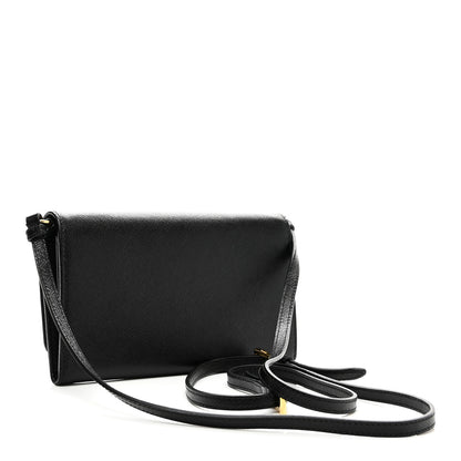 Prada Saffiano Bow Flap Wallet Black 3 of 10