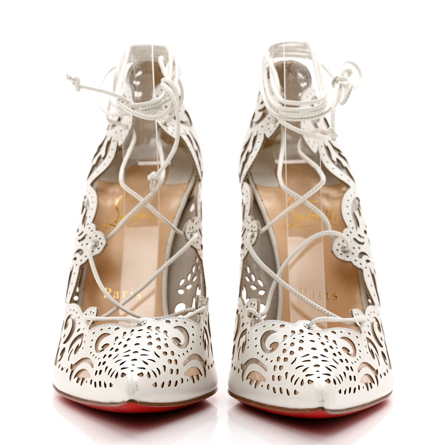Christian Louboutin Calfskin PVC Impera 100 Pumps 40.5 White 2 of 8