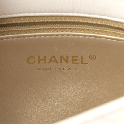 Chanel Lambskin Quilted Small CC Crystal Logo Chain Flap White 6 of 20
