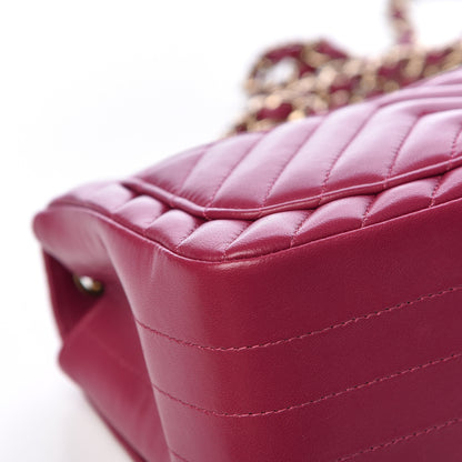 Chanel Lambskin Chevron Quilted Mini Square Flap Fuchsia 10 of 16