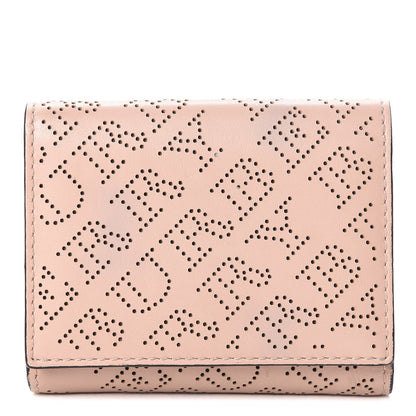 Burberry Calfskin Perforated Compact Wallet Pale Fawn Pink 1 of 14