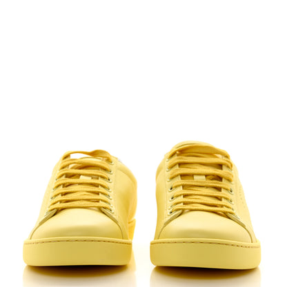 Gucci Calfskin Interlocking G Perforated Womens Ace Sneakers 36 Banana Straw Yellow 2 of 9