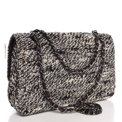Chanel Tweed Quilted Medium Double Flap White Brown 3 of 7