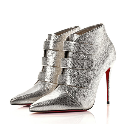 Christian Louboutin Calf Lame Tweed Triniboot 100 Booties 38.5 Platine 5 of 14