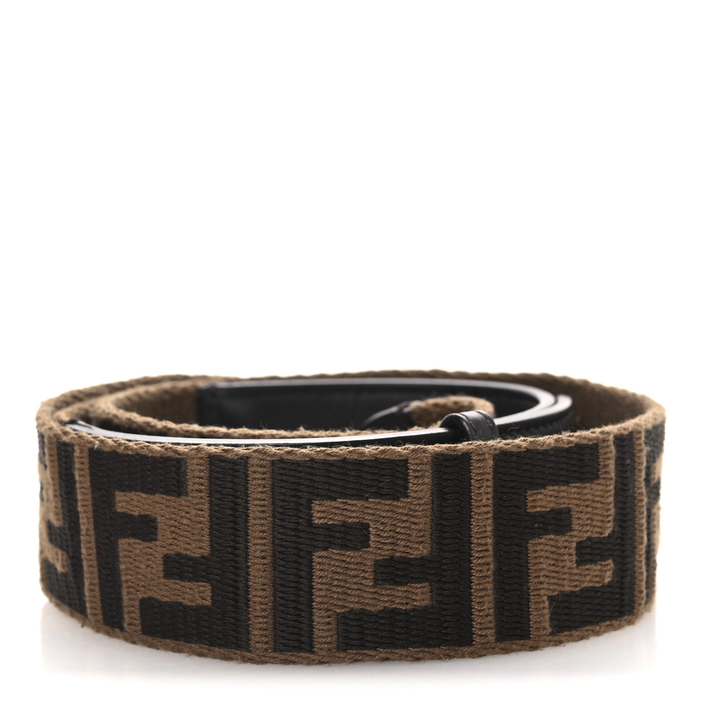 Ribbon Vitello Century FF 1974 Flat Studded Strap You Fango Marrone Ebano