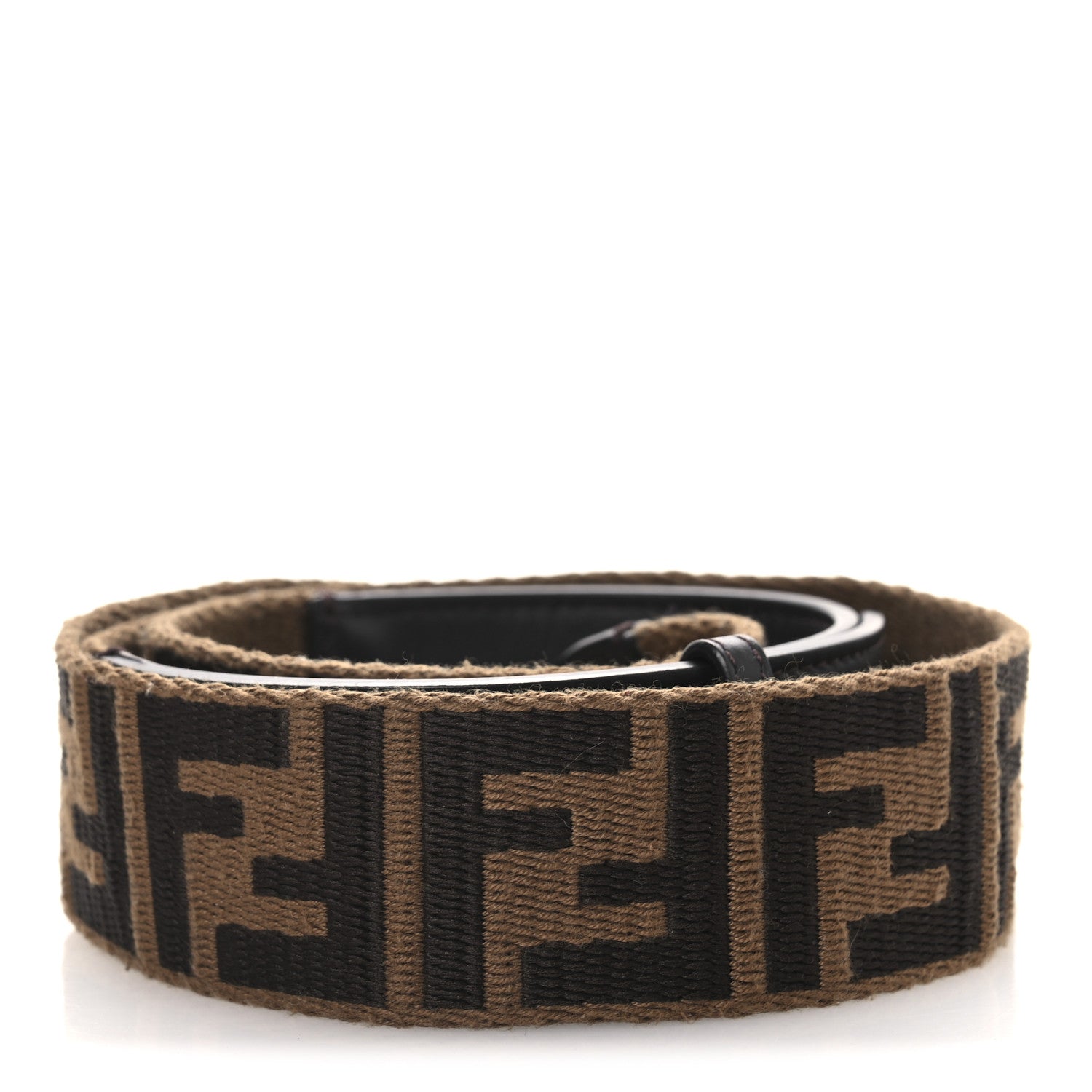 Fendi Ribbon Vitello Century FF 1974 Flat Studded Strap You Fango Marrone Ebano 2 of 7