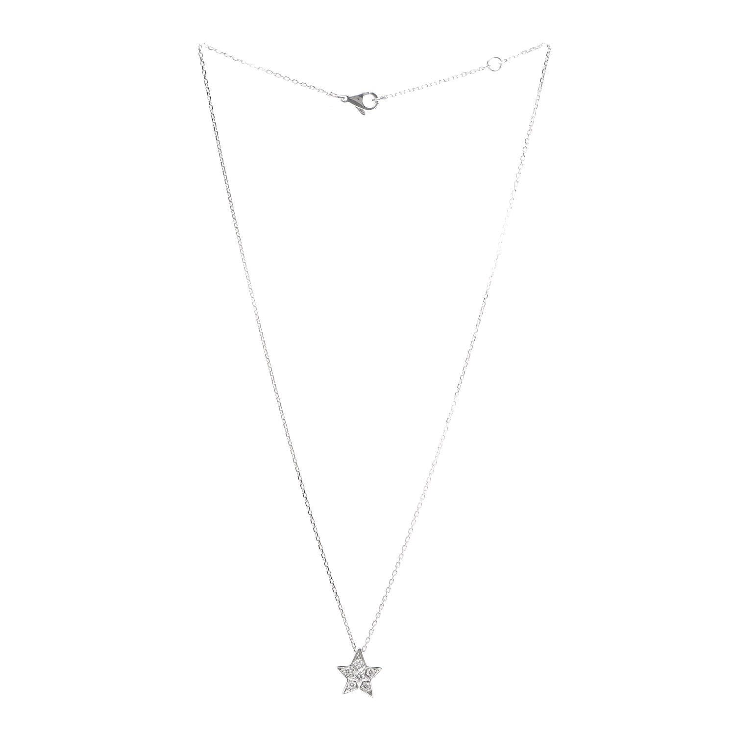 Chanel 18K White Gold Diamond Small Comete Geode Pendant Necklace 3 of 6