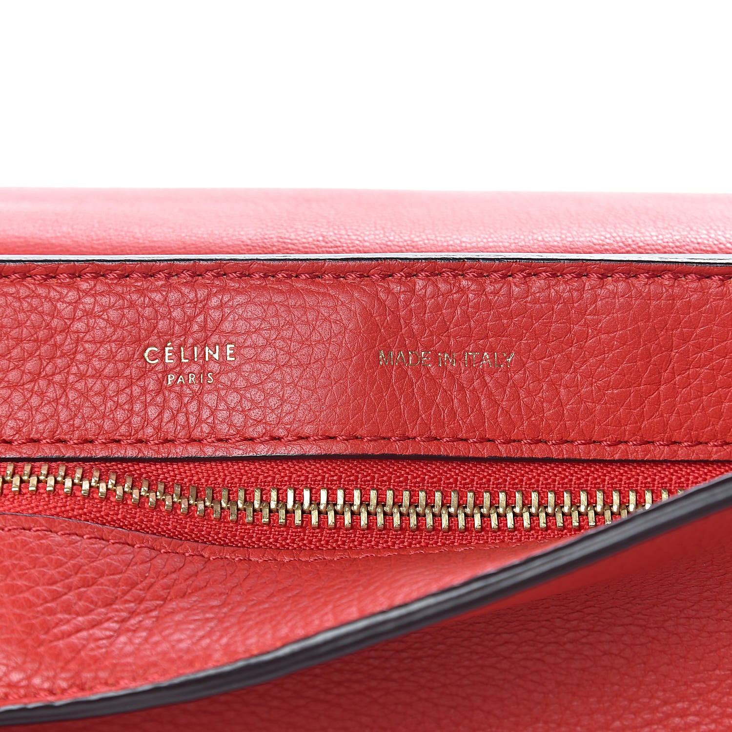 Celine Drummed Calfskin Suede Medium Trapeze Coquelicot 6 of 26