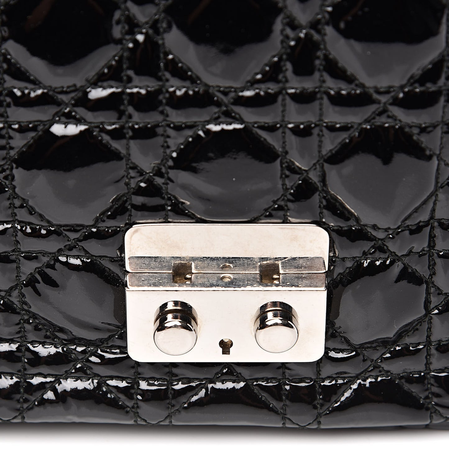 Patent Cannage Large New Lock Flap Bag Black