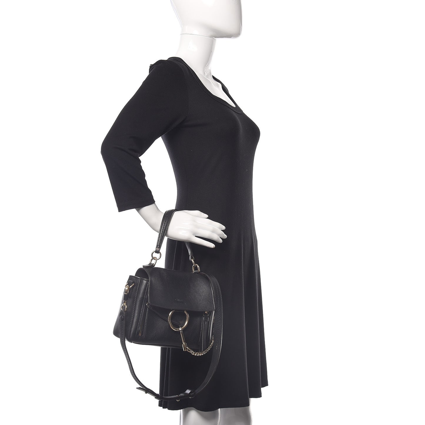 Calfskin Mini Faye Day Shoulder Bag Black