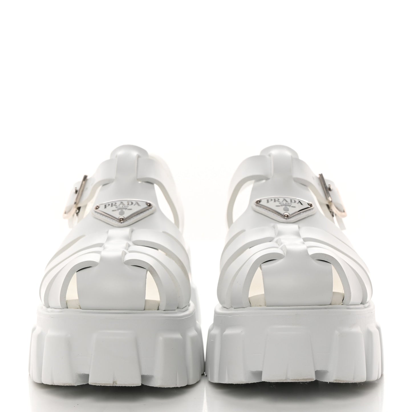 Foam Rubber Metal Triangle Logo Monolith 55mm Cage Sandals 38 White