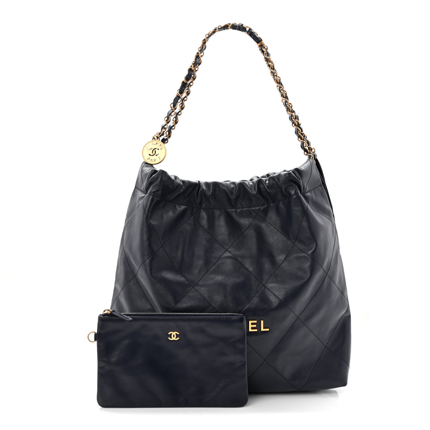 Chanel Shiny Calfskin Quilted Chanel 22 Navy Blue 3 of 11