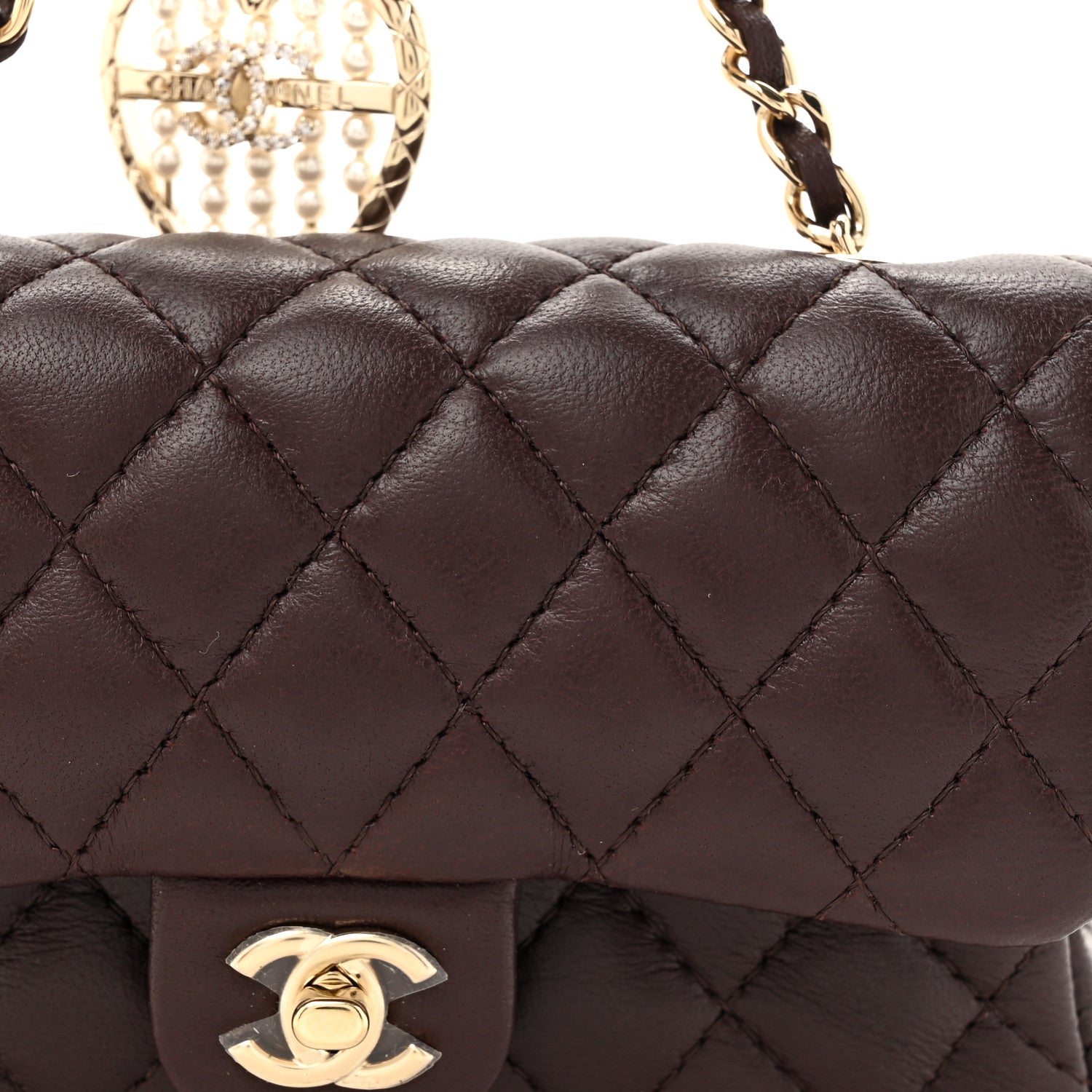 Chanel Lambskin Quilted Mini Double Flap With Hook Dark Brown