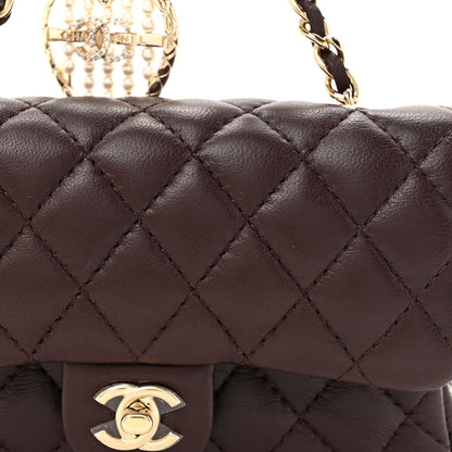 Chanel Lambskin Quilted Mini Double Flap With Hook Dark Brown 8 of 11