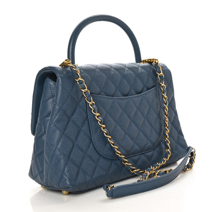 Chanel Caviar Quilted Small Coco Handle Flap Blue 3 of 10