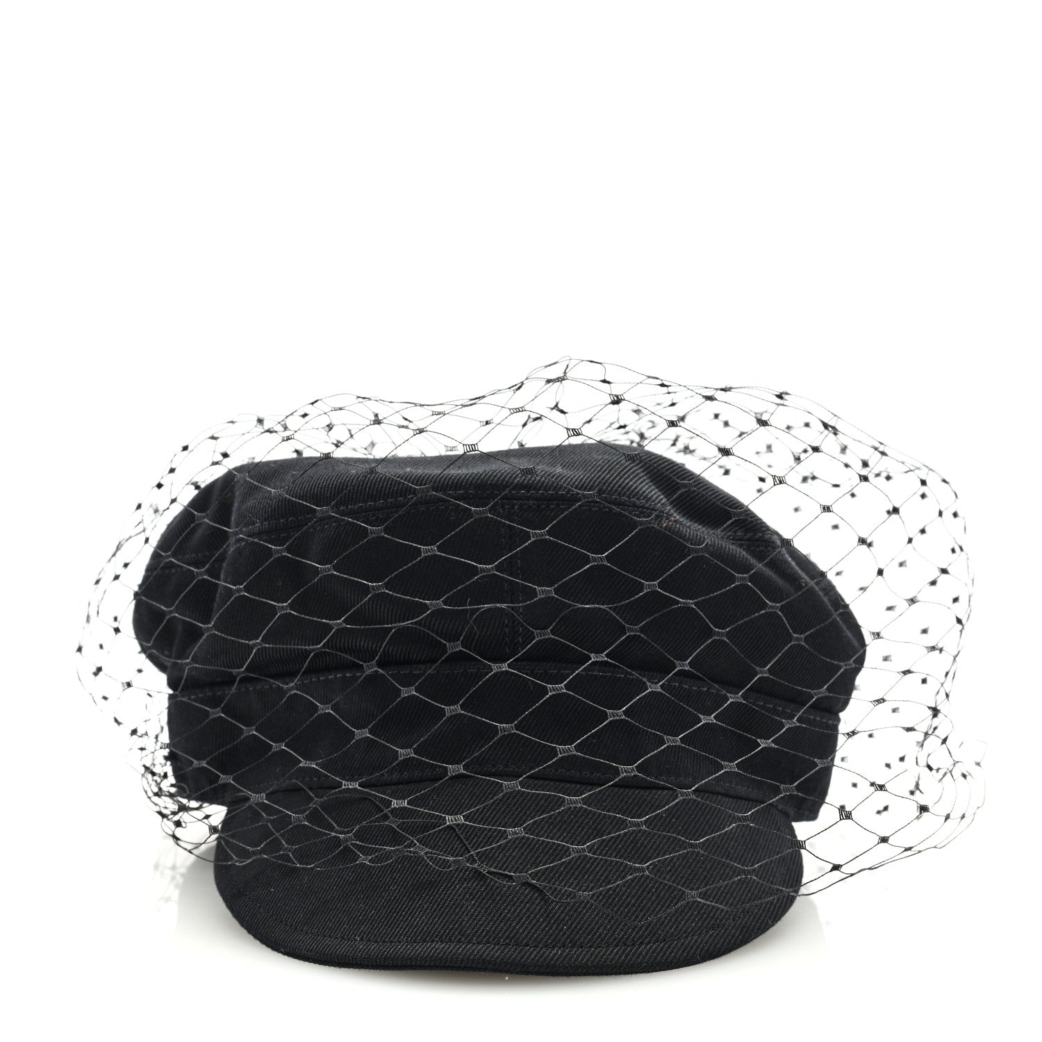 Christian Dior Cotton Canvas Arty Cap with Veil 58 Black 2 of 7