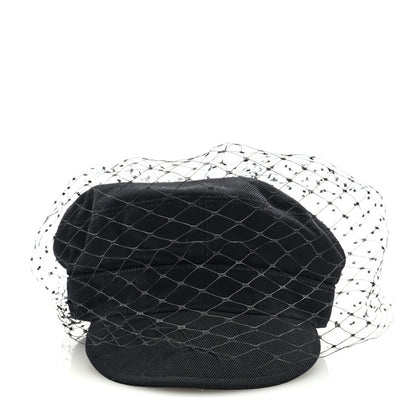 Christian Dior Cotton Canvas Arty Cap with Veil 58 Black 2 of 7